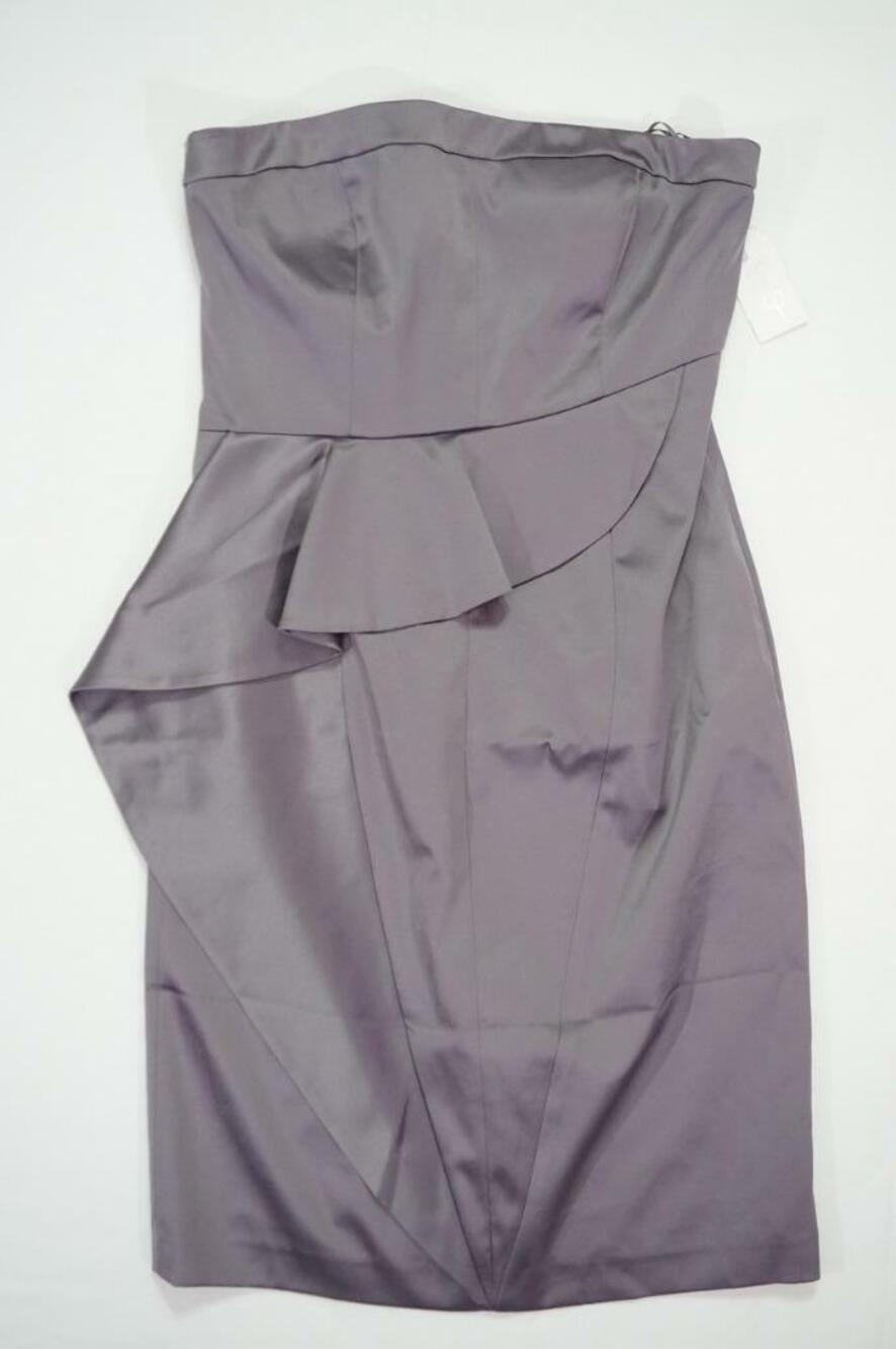 JESSICA SIMPSON SZ 10 GREY POLYESTER LINED STRAPLESS DRESS RUFFLES $148 NOT USED